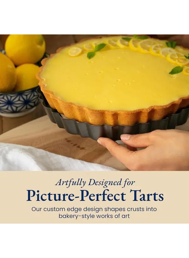 2pcs 9 Inch Carbon Steel Non Stick Tart Molds with Removable Base - Image 4